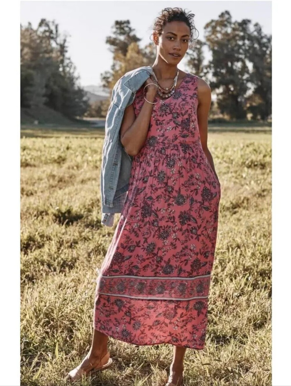 J.Jill Dreamscape Border Printed Maxi Dress